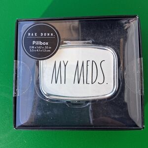 Rae Dunn "MY MEDS." Pillbox - White & Silver